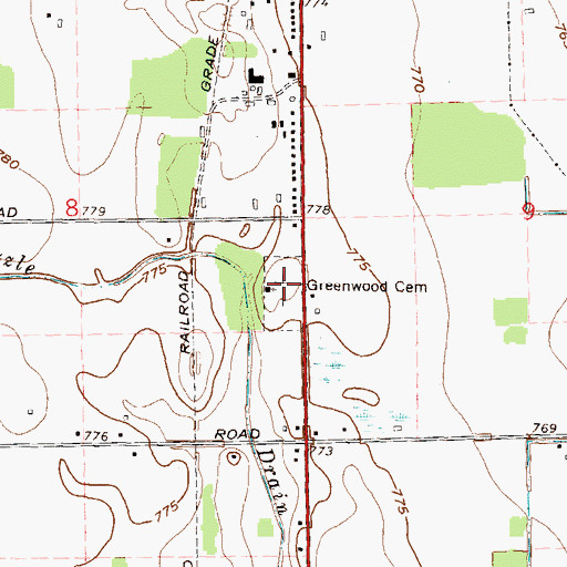 Topographic Map of Greenwood Cemetery, MI