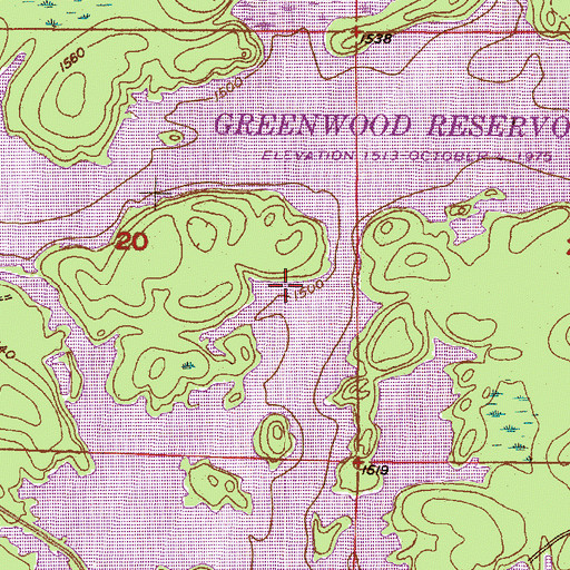 Topographic Map of Greenwood Reservoir, MI