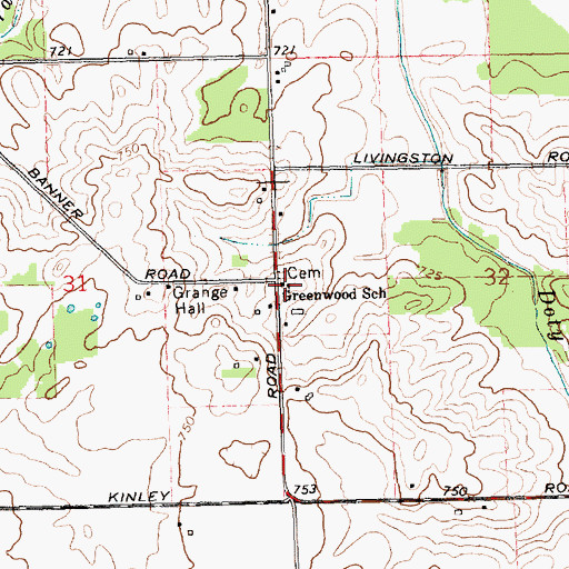 Topographic Map of Greenwood School, MI