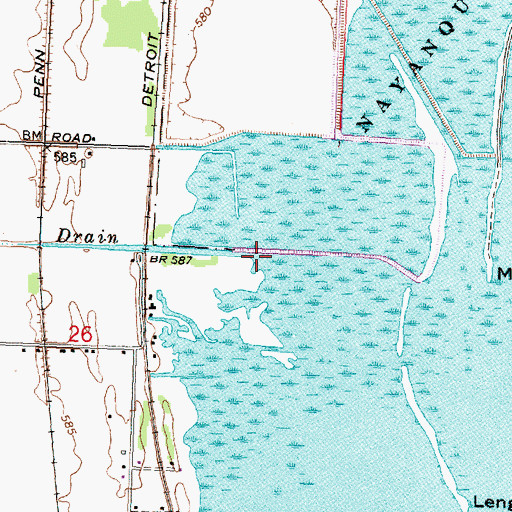 Topographic Map of Gregory Drain, MI