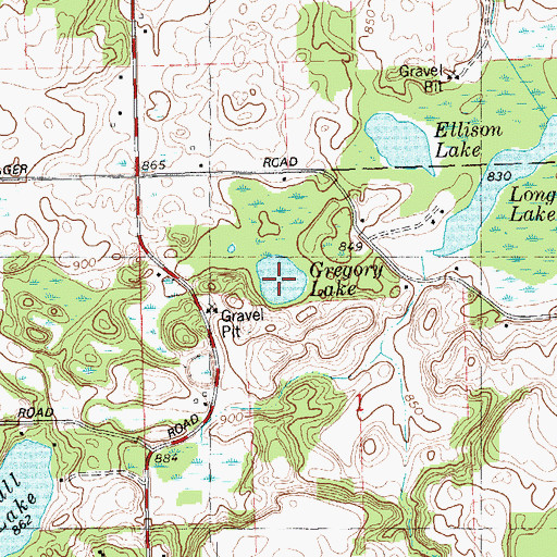 Topographic Map of Gregory Lake, MI