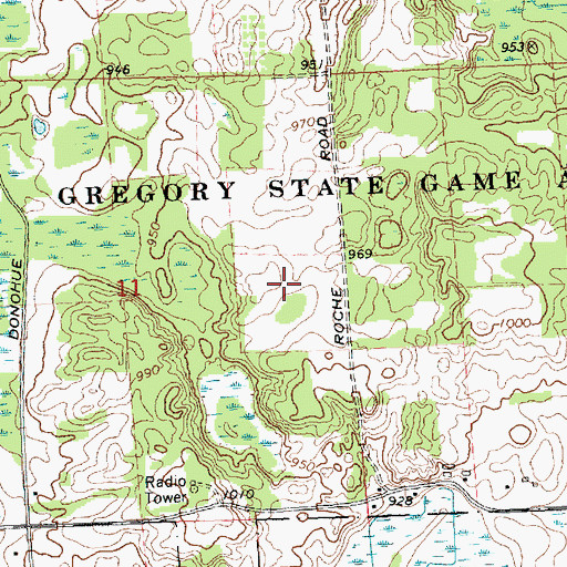 Topographic Map of Gregory State Game Area, MI