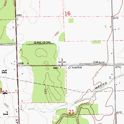 Topographic Map of Greison Drain, MI
