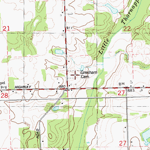 Topographic Map of Gresham Cemetery, MI