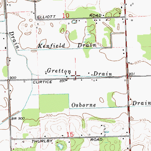 Topographic Map of Gretton Drain, MI