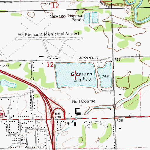 Topographic Map of Grewes Lakes, MI
