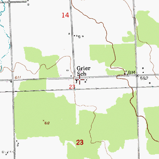 Topographic Map of Grier School, MI