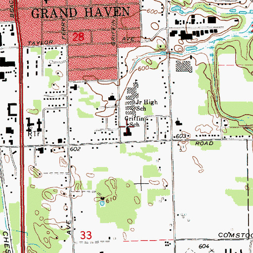 Topographic Map of Griffin School, MI
