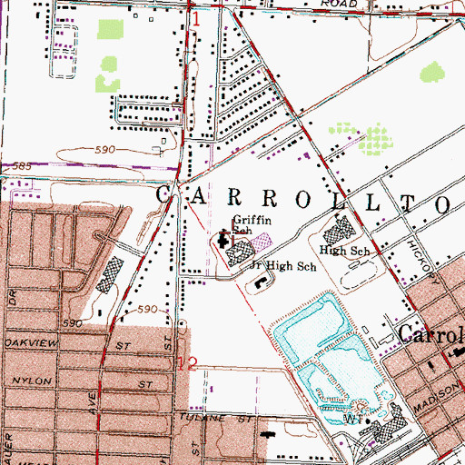Topographic Map of Griffin School, MI