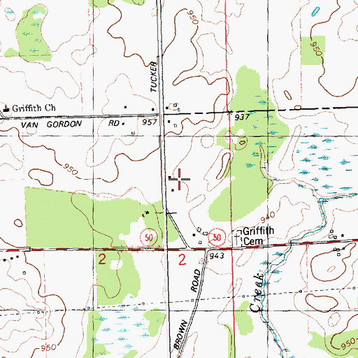 Topographic Map of Griffith School, MI
