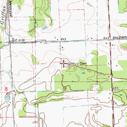 Topographic Map of Griffus Cemetery, MI