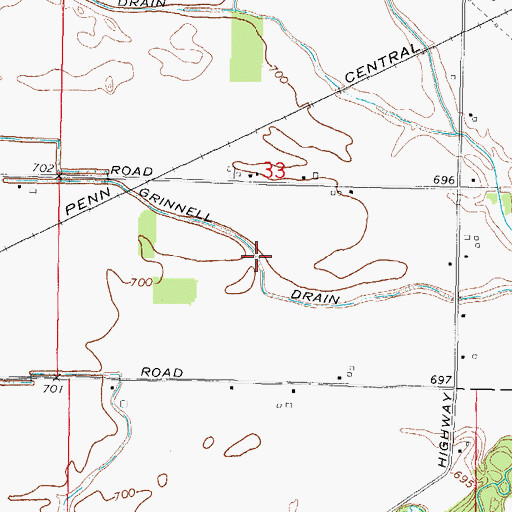 Topographic Map of Grinnell Drain, MI