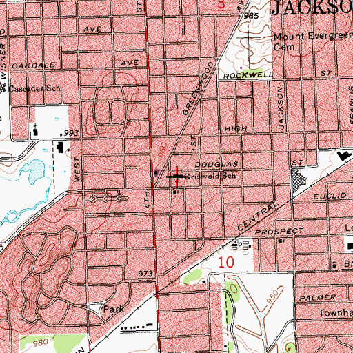 Topographic Map of Griswold School, MI