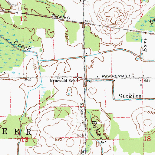 Topographic Map of Griswold School, MI