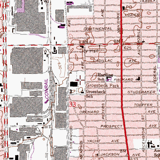 Topographic Map of Groesbeck Park, MI