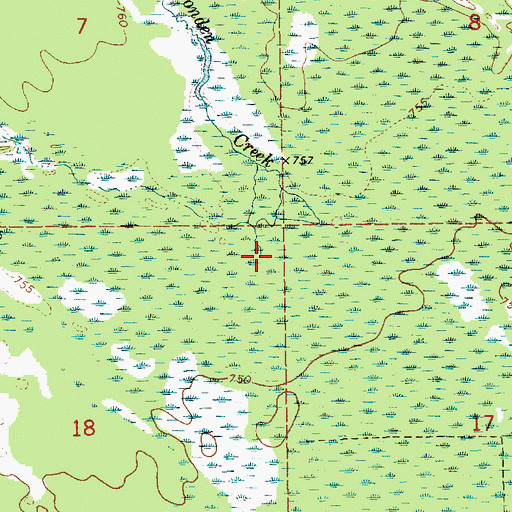 Topographic Map of Gronden Creek, MI