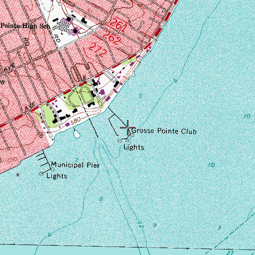 Topographic Map of Grosse Pointe Club, MI