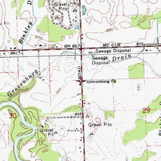 Topographic Map of Grovenburg Church, MI