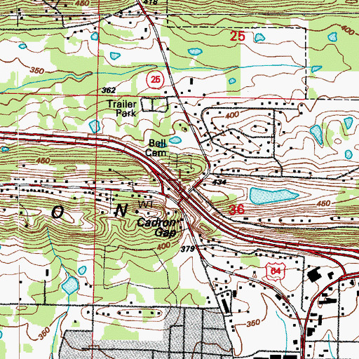 Topographic Map of Cadron Gap School (historical), AR