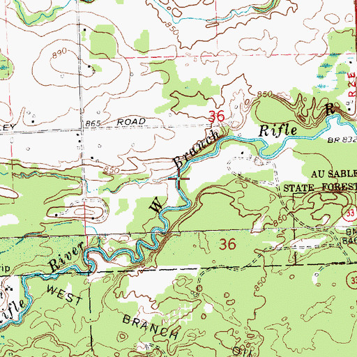 Topographic Map of Grow Creek, MI