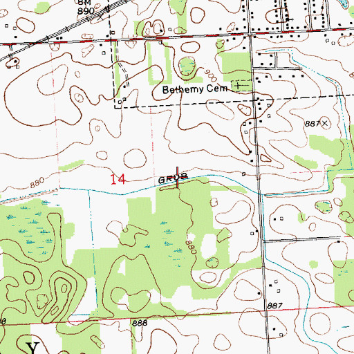 Topographic Map of Grub Drain, MI