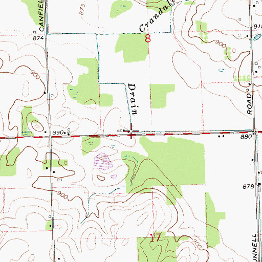Topographic Map of Gruesbeck Drain, MI