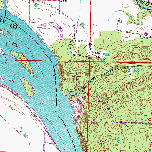 Topographic Map of Cadron Settlement Park, AR