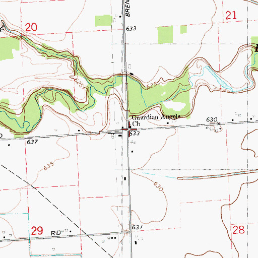 Topographic Map of Guardian Angels Church, MI