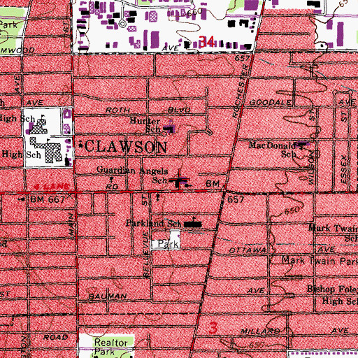 Topographic Map of Guardian Angels School, MI