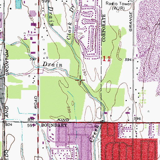 Topographic Map of Gudith Drain, MI