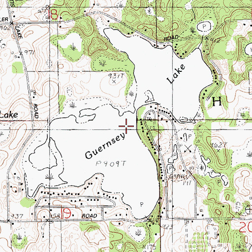 Topographic Map of Guernsey Lake, MI