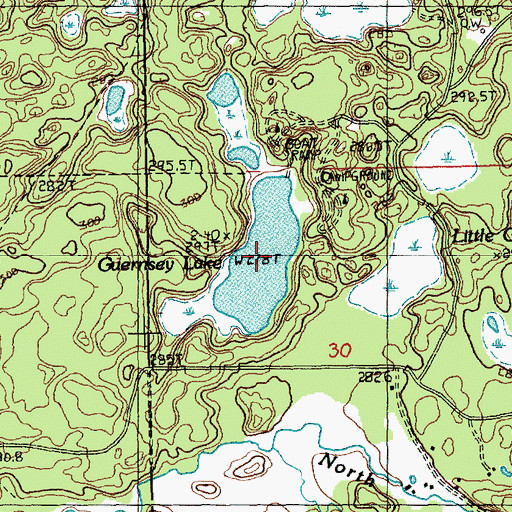 Topographic Map of Guernsey Lake, MI