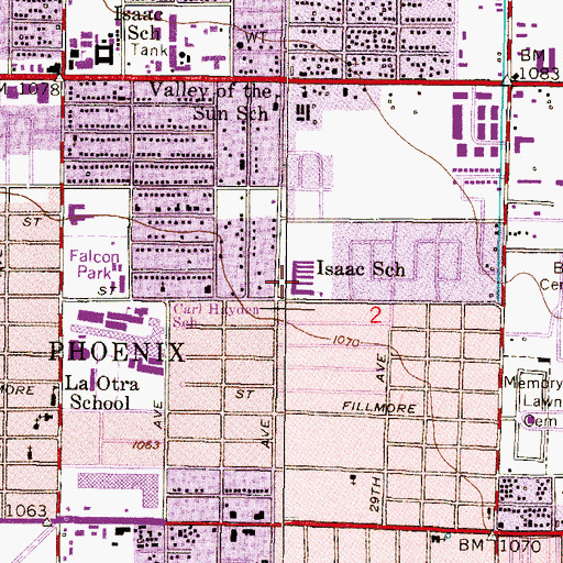 Topographic Map of Isaac School, AZ