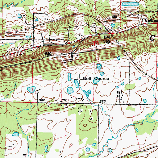 Topographic Map of Cadron Valley Country Club, AR