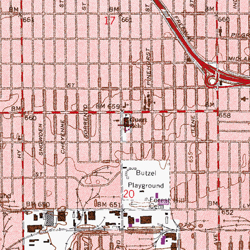 Topographic Map of Guest School, MI