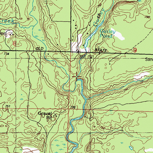 Topographic Map of Guiley Creek, MI