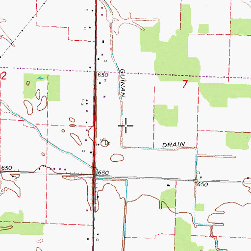 Topographic Map of Guinan Drain, MI