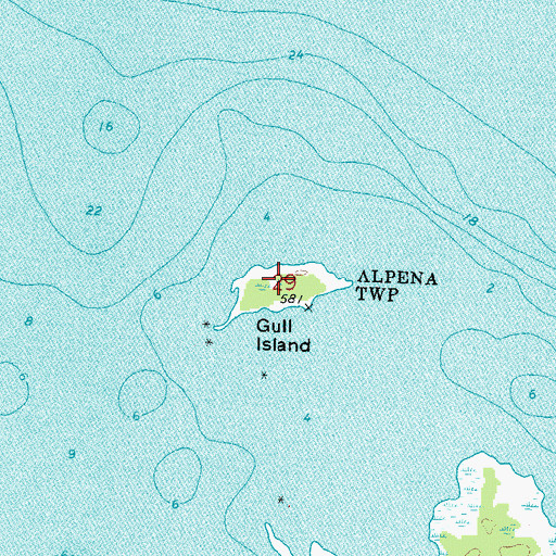 Topographic Map of Gull Island, MI