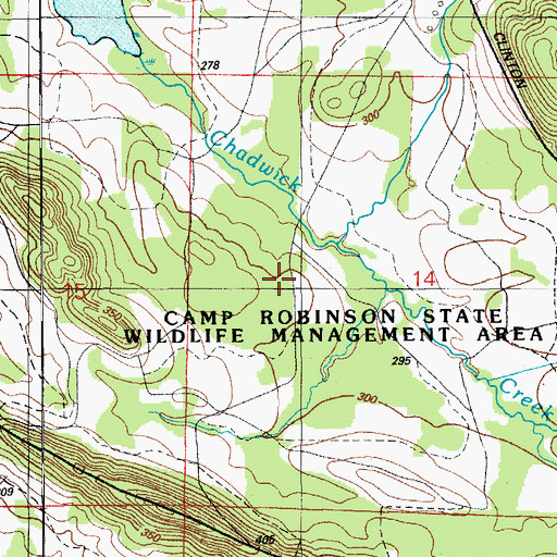 Topographic Map of Camp Robinson State Wildlife Management ARea, AR