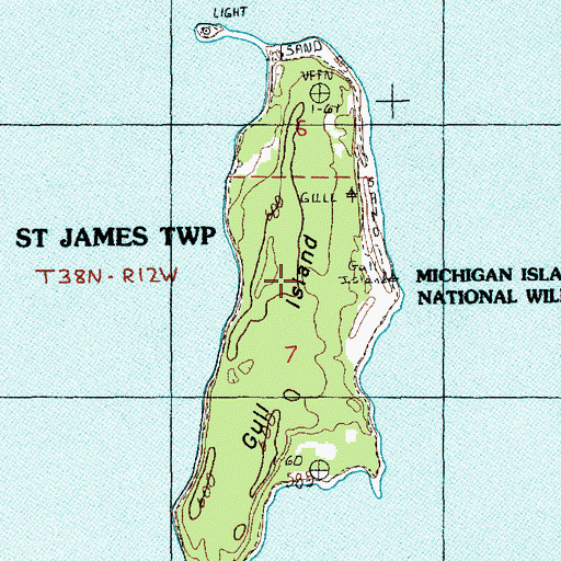 Topographic Map of Gull Island, MI