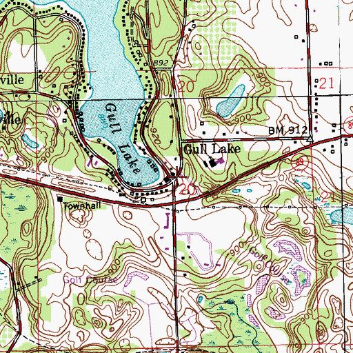 Topographic Map of Gull Lake, MI