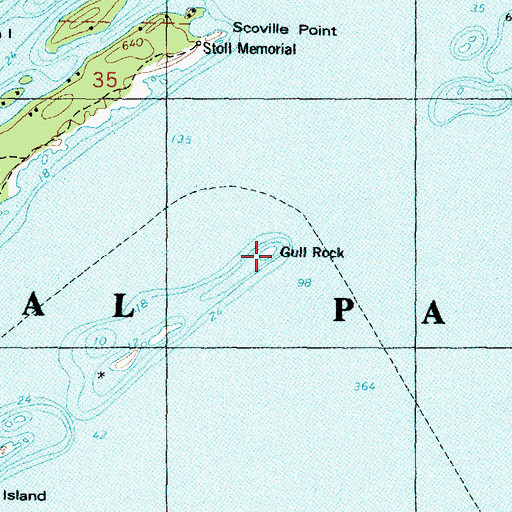 Topographic Map of Gull Rock, MI