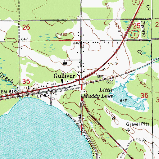 Topographic Map of Gulliver, MI