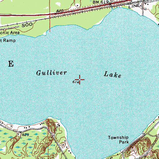 Topographic Map of Gulliver Lake, MI