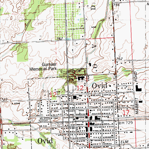 Topographic Map of Gumaer Memorial Park, MI