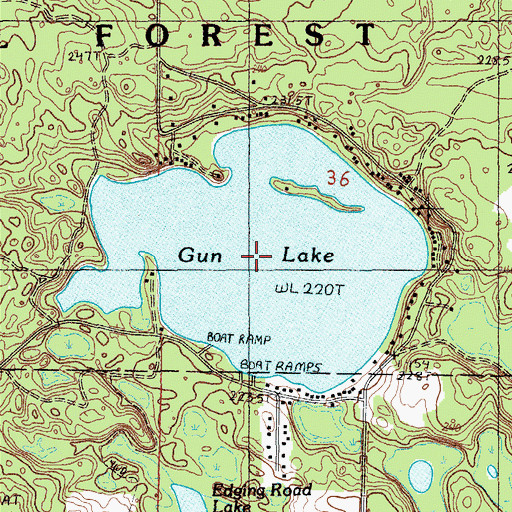 Topographic Map of Gun Lake, MI