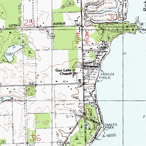 Topographic Map of Gun Lake Chapel, MI