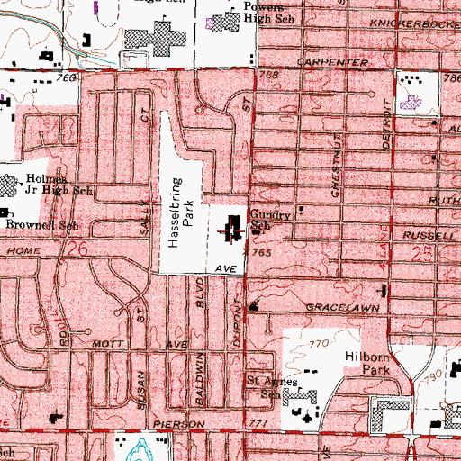 Topographic Map of Gundry School, MI