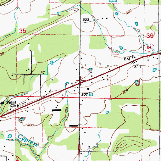Topographic Map of Center Point School (historical), AR