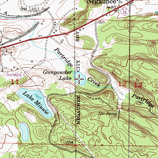 Topographic Map of Gunpowder Lake, MI